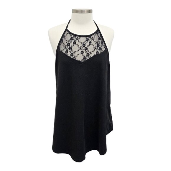 Shein Curve Black Lace Halter Tank Top With Tie Back & Open Back Sleeveless 3XL - Picture 1 of 10